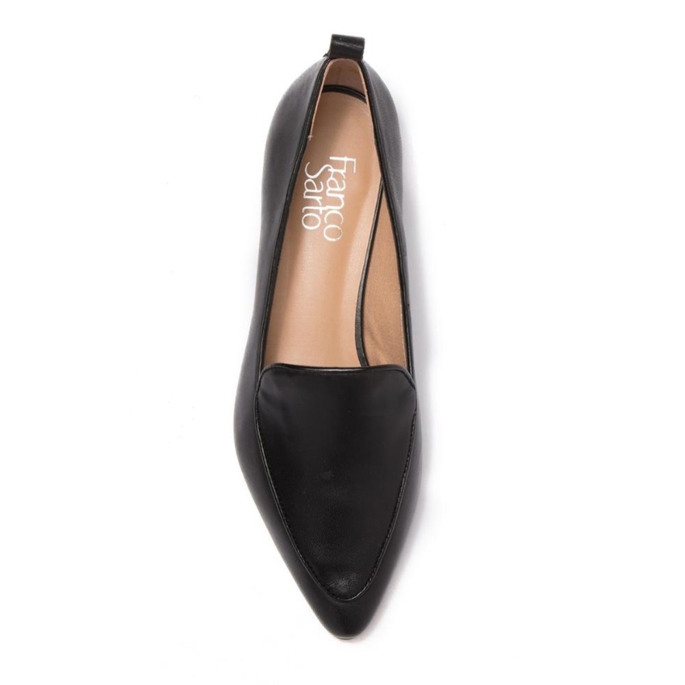FRANCO SARTO Women's Studio Pointed Toe Flats Loafers Black Leather